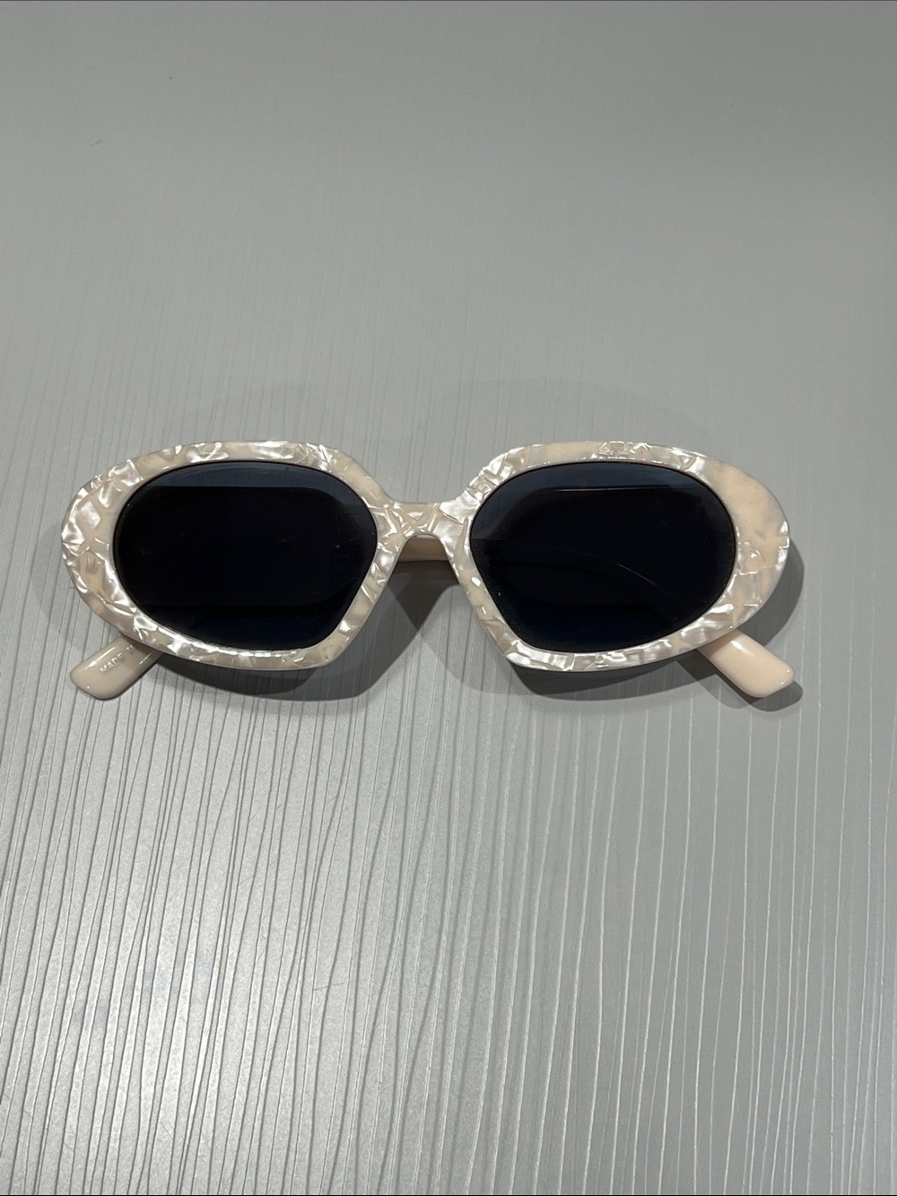Free People Pearl Marbled Cream Frame Sunglasses with Black Lenses